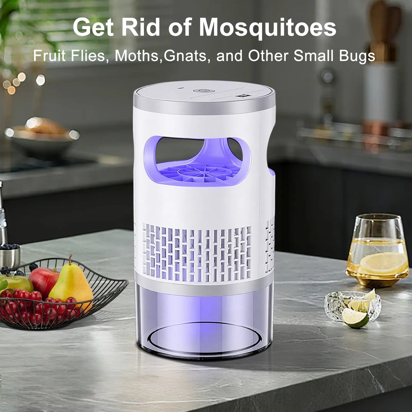 Indoor Flying Insect Trap with UV Light and Suction Fan, Plug-In Bug Catcher for Home, Kitchen, Bedroom and Office