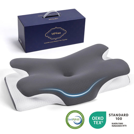 Cooling Memory Neck Pillow, Adjustable Ergonomic Memory Foam Neck Pillows, Cervical Support