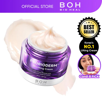 [Cardi B Pick] BIOHEAL BOH Probioderm 3D Lifting Cream 1.7 fl oz | Advanced Korean Facial Night Cream with 17-Peptide Complex & Probioderm for Wrinkles on Face and Neck, Butter-Rich Texture for Perfect Slugging