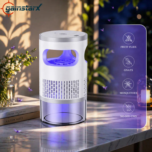Indoor Flying Insect Trap with UV Light and Suction Fan, Plug-In Bug Catcher for Home, Kitchen, Bedroom and Office