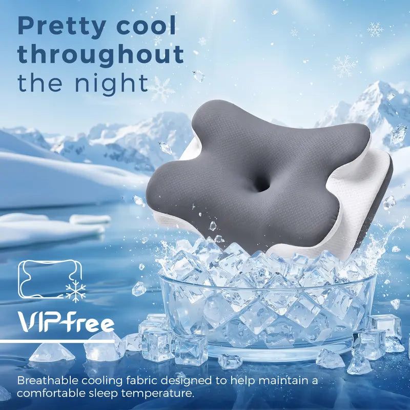 Cooling Memory Neck Pillow, Adjustable Ergonomic Memory Foam Neck Pillows, Cervical Support