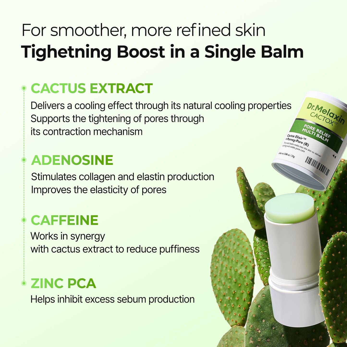 CACTOX PORE RELIEF MULTI BALM with Cactus Cooling Reduce Puffiness & Pore Tightening for Visible Pore Care Skin Repair