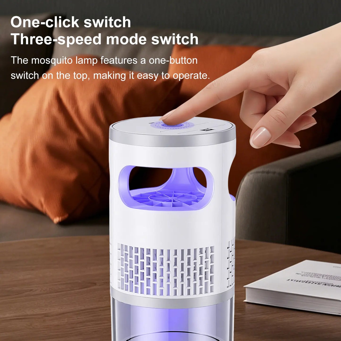 Indoor Flying Insect Trap with UV Light and Suction Fan, Plug-In Bug Catcher for Home, Kitchen, Bedroom and Office