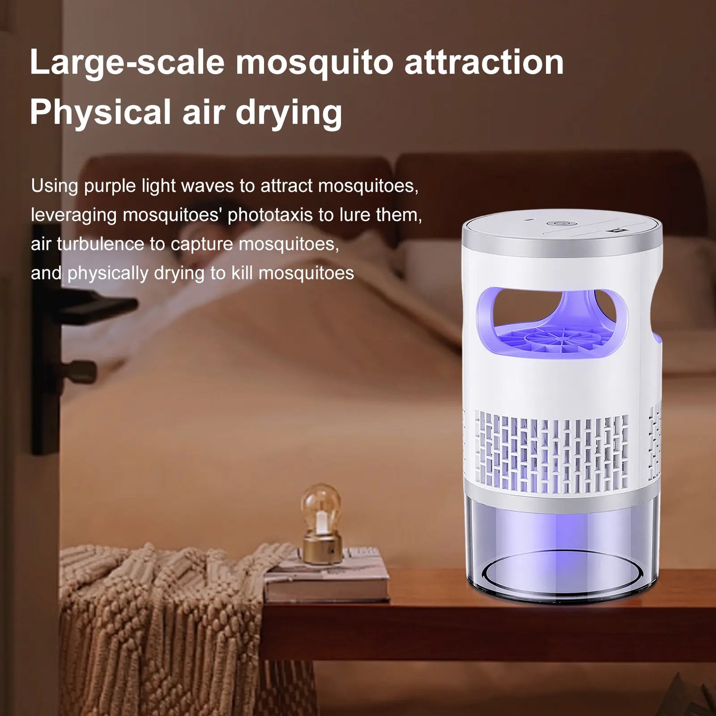 Indoor Flying Insect Trap with UV Light and Suction Fan, Plug-In Bug Catcher for Home, Kitchen, Bedroom and Office