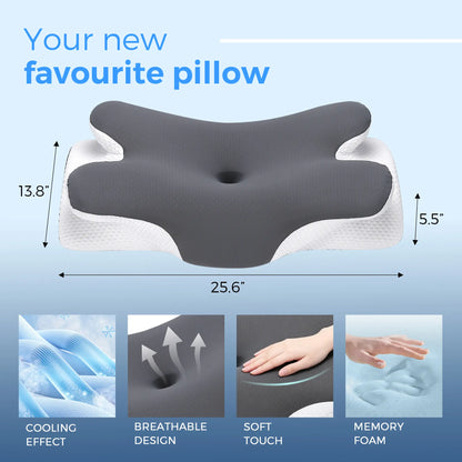 Cooling Memory Neck Pillow, Adjustable Ergonomic Memory Foam Neck Pillows, Cervical Support